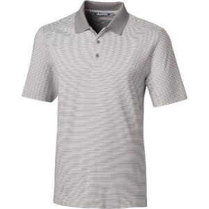 Men's Cutter & Buck Forge Stripe Performance Golf Polo Gray White Shirt Size XL